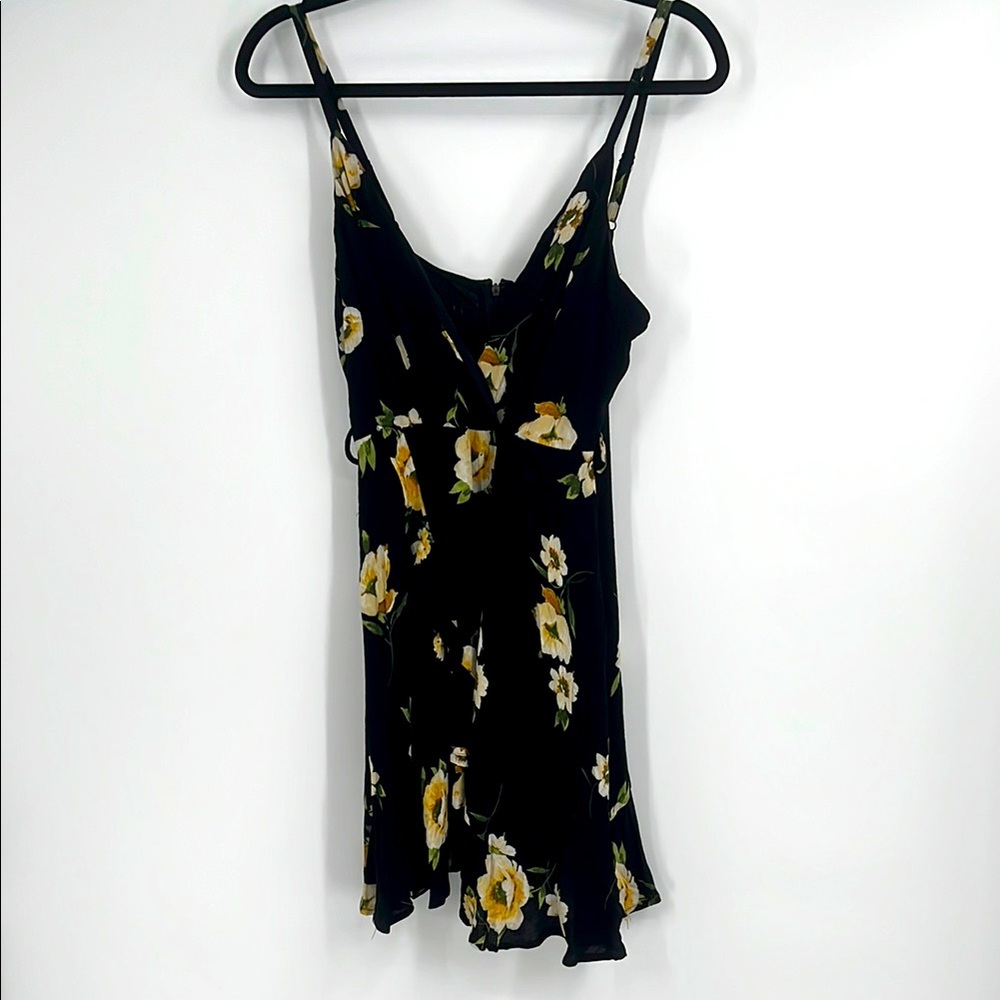Windsor Black Mini Dress with Yellow Floral Print